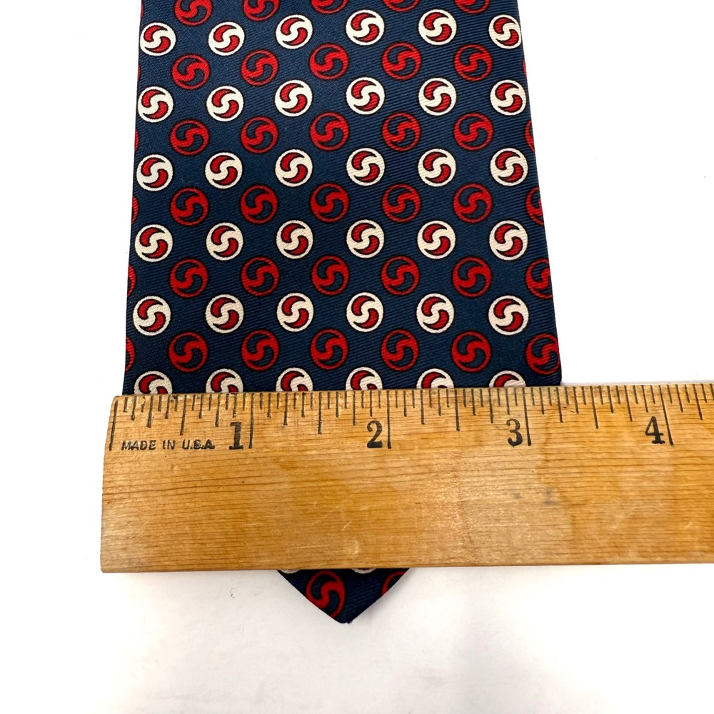 Brooks Brothers Makers 100% All Silk Navy Red White Swirl Pattern Men's Necktie - Picture 4 of 5